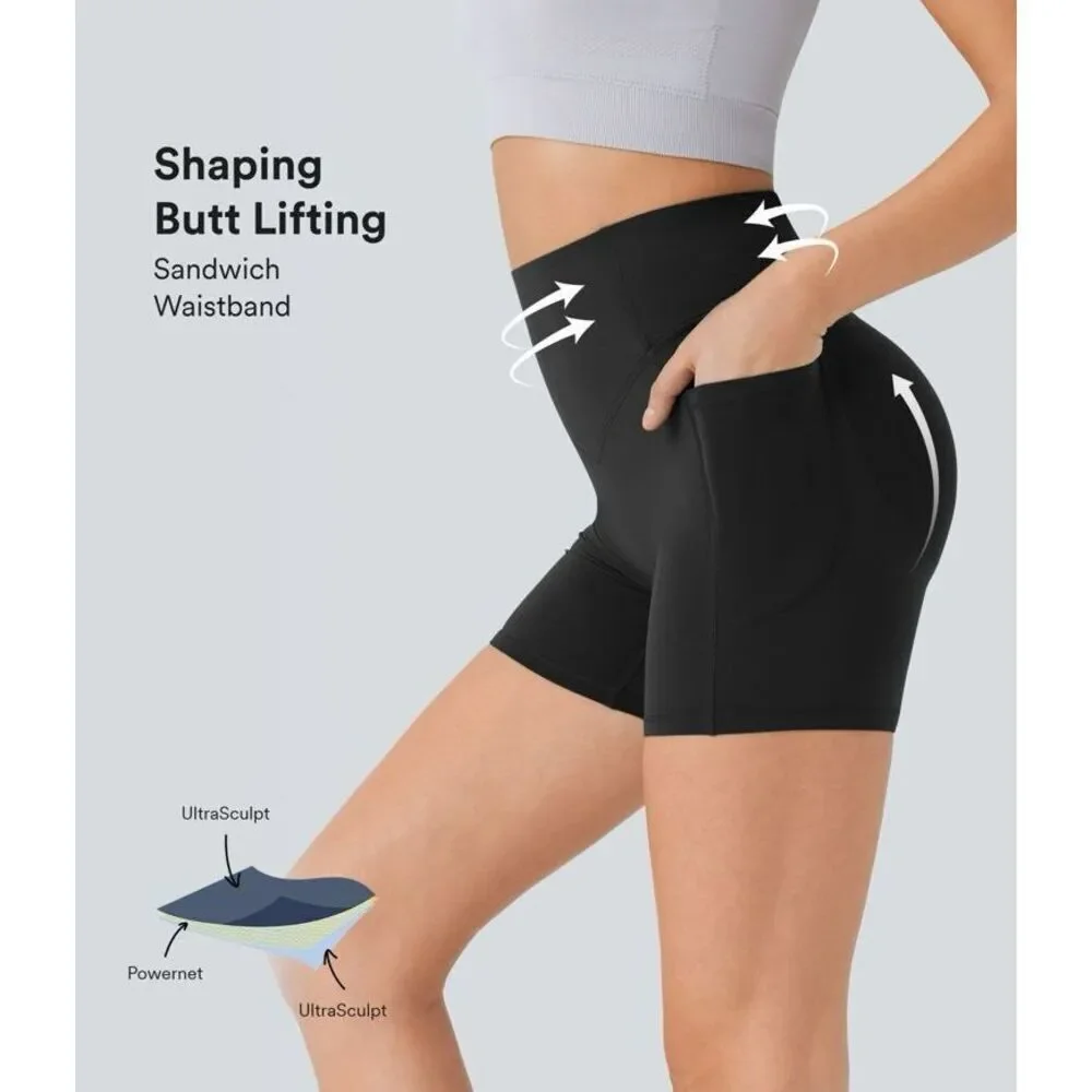 Halara HighWaisted Scrunch Butt Lifting Tummy Control Shaping Biker Shorts 3'' S